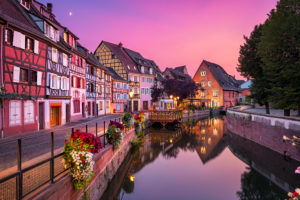 Sunset in the old town of Colmar, Alsace, France Sunset in the old town of Colmar, Alsace, France